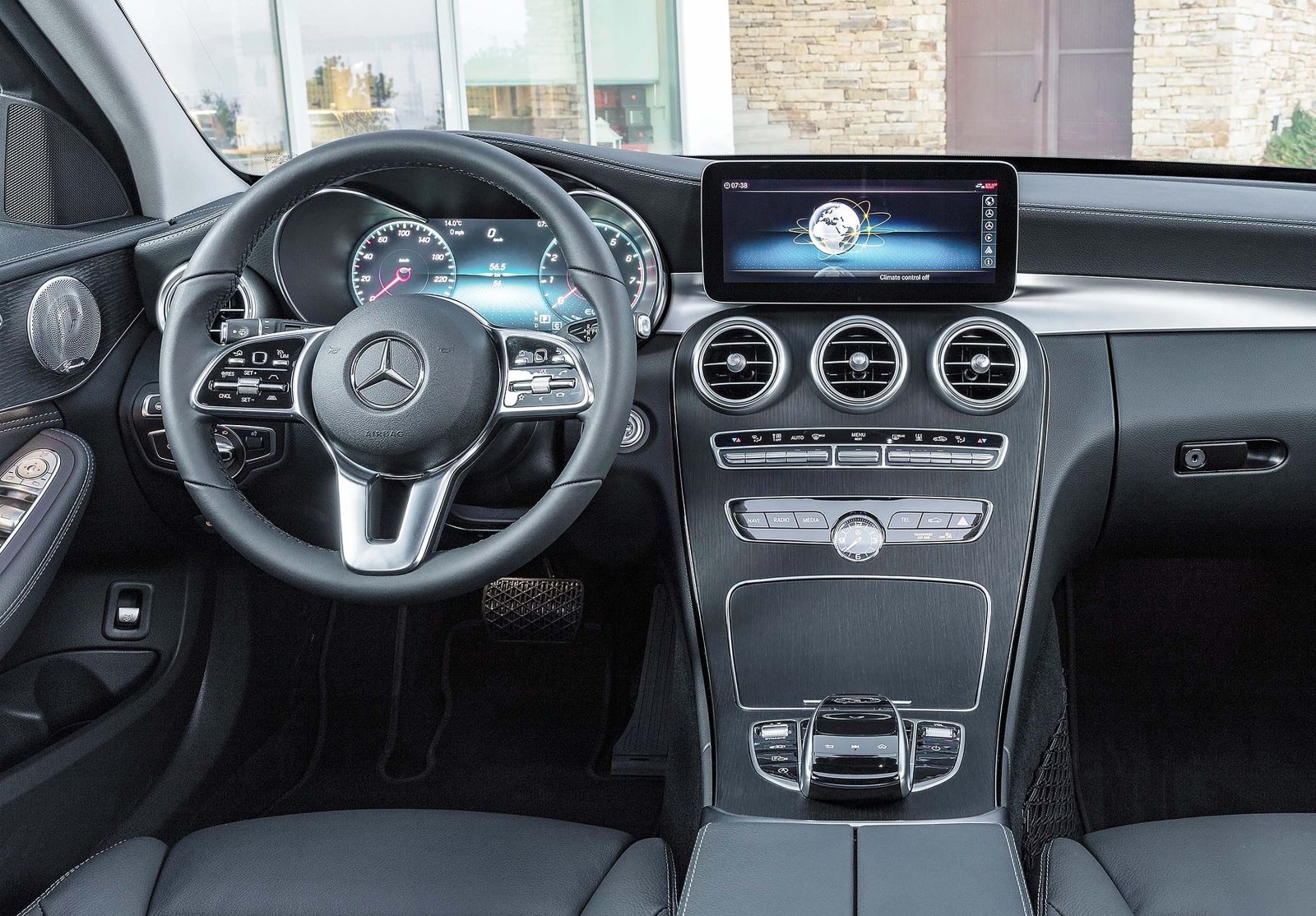 Mercedes Benz C-Class Interior Front Seats Dashboard Infotainment Design rent a car Cluj
